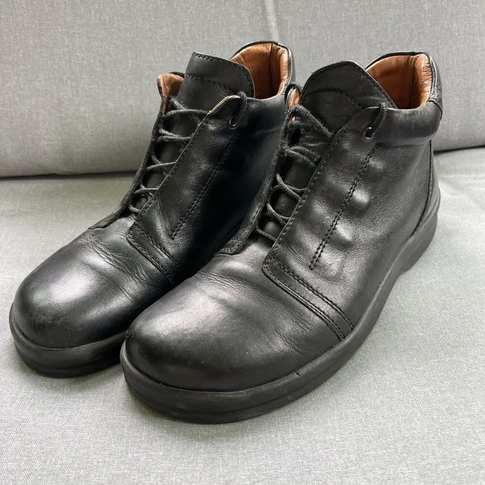 Footprints By Birkenstock Leather Black Ankle Boots Narrow 41 Euro US Men's 8 N